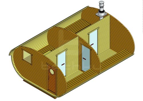 Баня-овалбочка «4×5.5» четыре помещения №7257