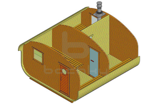 Баня-квадро-овалбочка «4×4.5» три помещения №7316