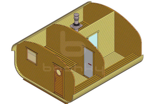 Баня-квадро-овалбочка «4×5.0» три помещения №7342