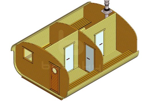 Баня-квадро-овалбочка «4×5.5» четыре помещения №7354