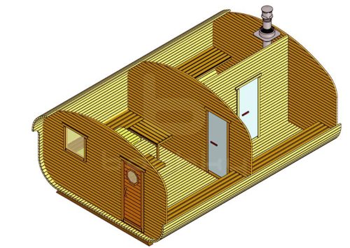 Баня-квадро-овалбочка «4×6.0» три помещения №7359
